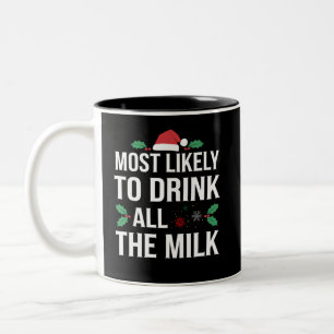 Caneca De Café Em Dois Tons Mais Propenso a Beber Todo o Leite Natal Matchi
