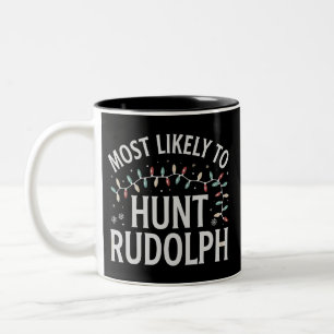 Caneca De Café Em Dois Tons Mais Propenso a Caçar Rudolph Natal Combinando
