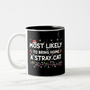 Caneca De Café Em Dois Tons Mais Propenso a Levar para Casa um Natal de Gato d