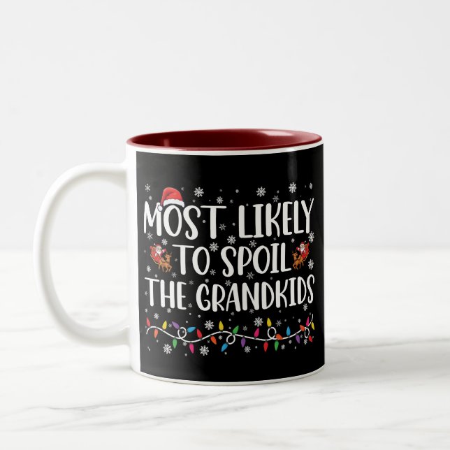 Caneca De Café Em Dois Tons Mais Propenso a Mimar os Netos Natal Divertido (Esquerda)