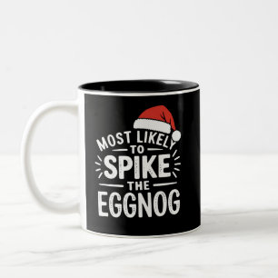 Caneca De Café Em Dois Tons Mais Propenso a Temperar o Eggnog de Natal Corresp