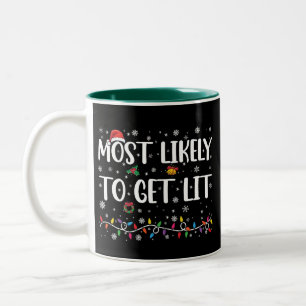 Caneca De Café Em Dois Tons Mais Provável De Ficar Bêbado Natal Família Combin