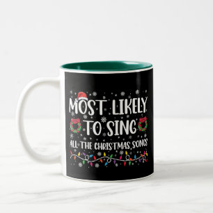 Caneca De Café Em Dois Tons Mais Provável Para Cantar Toda A Família De Cançõe