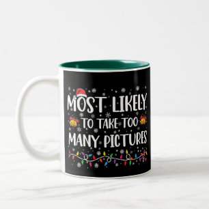 Caneca De Café Em Dois Tons Mais Provável Tirar Muitas Fotos no Natal da Famíl