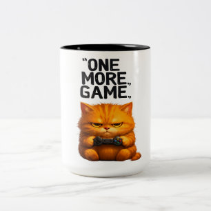 Caneca De Café Em Dois Tons Mais um jogo Arte de gato laranja engraçado para j
