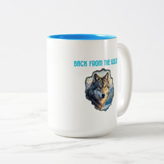 Caneca De Café Em Dois Tons Majestic Wolf Double Exposure Wilderness Mugs
