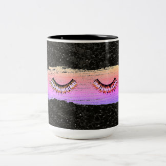 Caneca De Café Em Dois Tons Makeup Lashes Beauty Black Multi-Color Coffee Mug