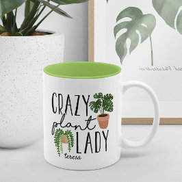 Caneca De Café Em Dois Tons Maluca de Plantas | Amantes De Plantas Personaliza