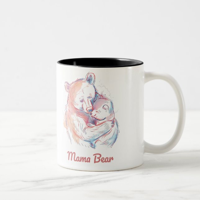 Caneca De Café Em Dois Tons Mama Bear Mothers Day (Direita)