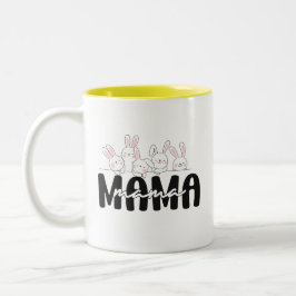 Caneca De Café Em Dois Tons Mama Bunny Mug - Presente para o Coelho da Família
