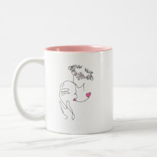 Caneca De Café Em Dois Tons MAMA com Coroa Flor e BABY MINIMALISTA ARTE