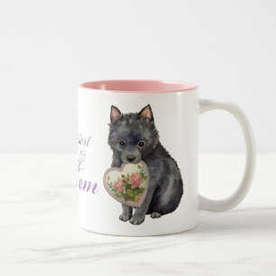 Caneca De Café Em Dois Tons Mamã do coração do Schipperke