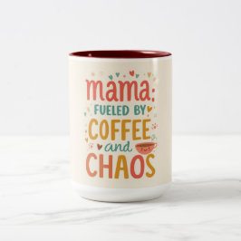 Caneca De Café Em Dois Tons Mama Fueled By Coffee And Chaos Funny Mother's Day