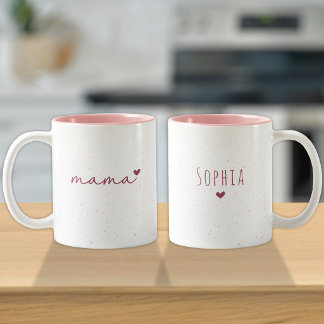Caneca De Café Em Dois Tons Mama Gift From Kids | Love Name Pink Heart 