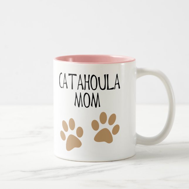 Caneca De Café Em Dois Tons Mamã grande de Catahoula das patas (Direita)