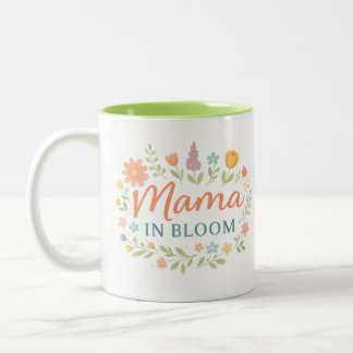 Caneca De Café Em Dois Tons Mama In Bloom Floral Spring Typography Design