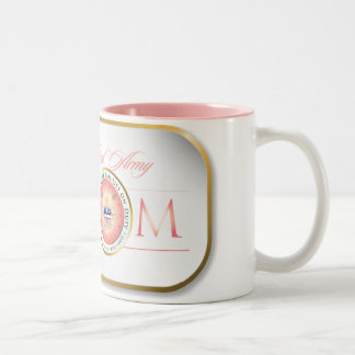Caneca De Café Em Dois Tons Mamã orgulhosa cor-de-rosa do exército