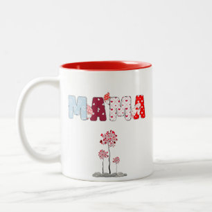 Caneca De Café Em Dois Tons Mama Patchwork Heart Mug - Bonita oferta de Dia da