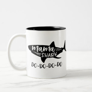 Caneca De Café Em Dois Tons Mama Tubarão Fazer-Fazer-Fazer-Fazer Mamãe Tubar