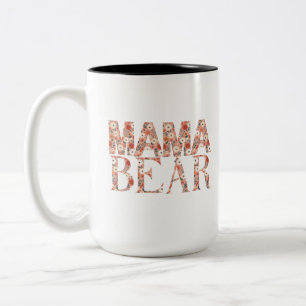 Caneca De Café Em Dois Tons Mama Urso Aconchegante Floral Ditsy