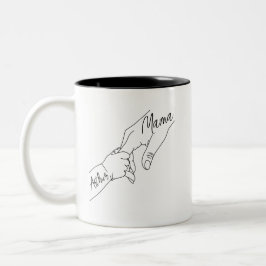 Caneca De Café Em Dois Tons Mamãe Customizada e Crianças de mãos dadas persona
