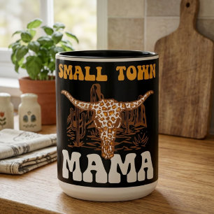 Caneca De Café Em Dois Tons Mamãe de Cidade Pequena Dia das Mães Western Úni