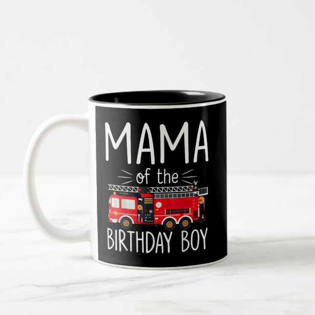 Caneca De Café Em Dois Tons Mamãe do Aniversário do Bombeiro Fa (Esquerda)