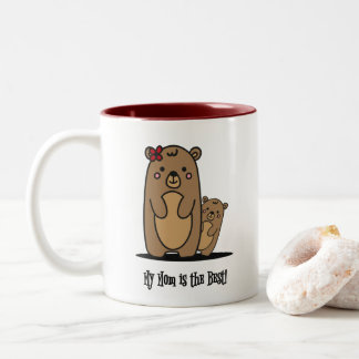 Caneca De Café Em Dois Tons Mamãe e Bebê Urso | Melhor Mãe, Mug De Café De Dua