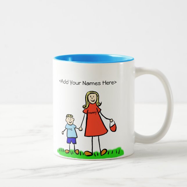 Caneca De Café Em Dois Tons Mamãe e eu - Louras de Menino Louro Personalizadas (Direita)