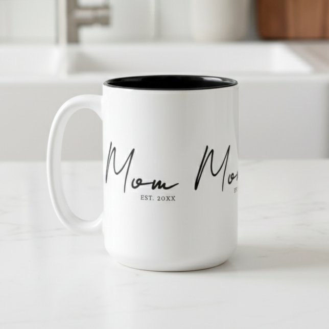 Caneca De Café Em Dois Tons Mamãe Estabeleceu Novo Presente Mãe (Criador carregado)