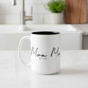 Caneca De Café Em Dois Tons Mamãe Estabeleceu Novo Presente Mãe