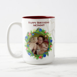 Caneca De Café Em Dois Tons Mamãe Feliz de Aniversário Personalizável