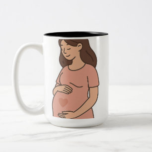 Caneca De Café Em Dois Tons Mamãe Grávida - Café de Cartoon de Maternidade