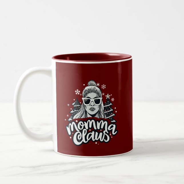Caneca De Café Em Dois Tons Mamãe Mamma Claus Papais noeis Engraçado Natal (Esquerda)