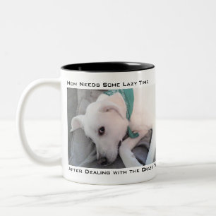 Caneca De Café Em Dois Tons Mamãe Precisa De Um Tempo Preguiçoso Branca De Lab