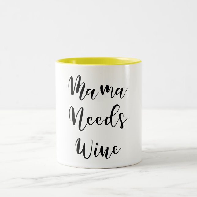 Caneca De Café Em Dois Tons Mamãe precisa de vinho (Centro)