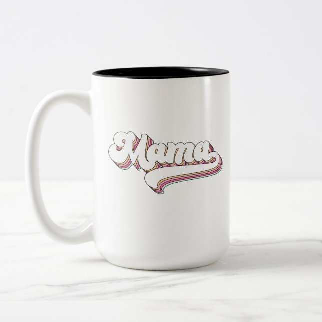 Caneca De Café Em Dois Tons Mamãe Retrô (Esquerda)