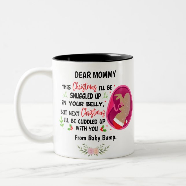 Caneca De Café Em Dois Tons Mamães Personalizadas para Serem do Bebê Bump Nata (Esquerda)
