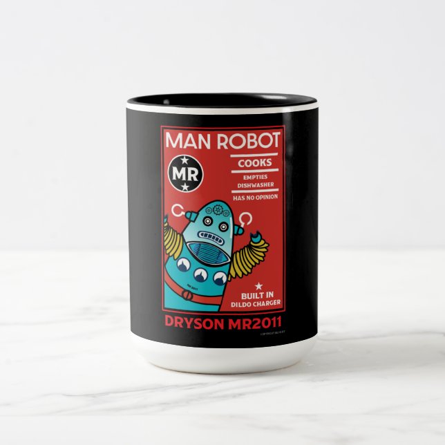 Caneca De Café Em Dois Tons Man Robot O Homem Perfeito (Centro)