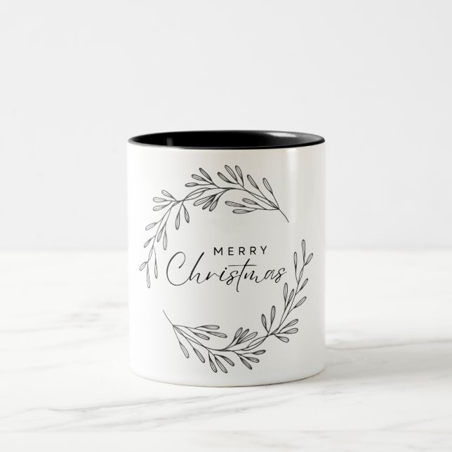 Caneca De Café Em Dois Tons Manda Desenhada Wreath Natal (Centro)