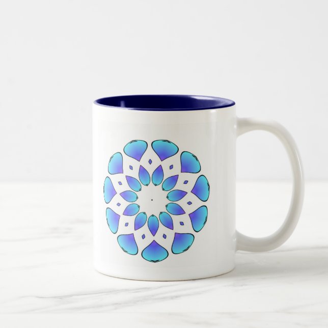 Caneca De Café Em Dois Tons mandala azul (Direita)