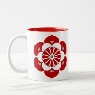 Caneca De Café Em Dois Tons Mandala da flor de Lotus, obscuridade - vermelho,