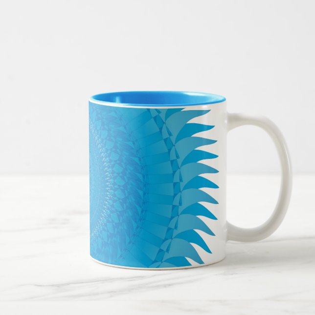 Caneca De Café Em Dois Tons Mandala do Sol Azul claro (Direita)