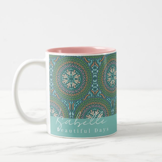 Caneca De Café Em Dois Tons Mandala Green (Esquerda)