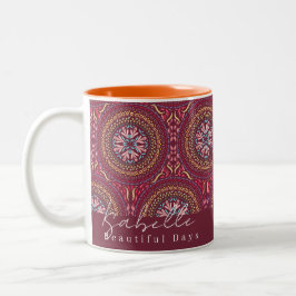 Caneca De Café Em Dois Tons Mandala Magenta