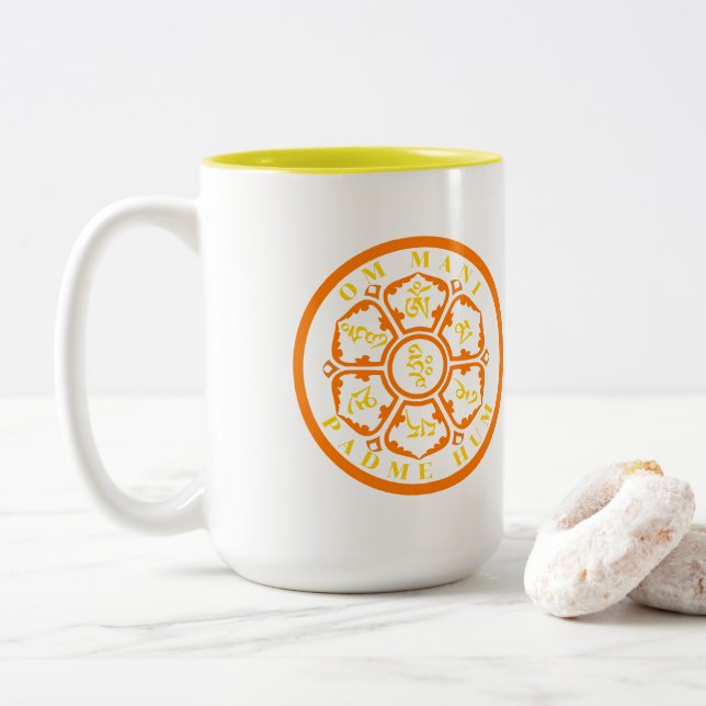 Caneca De Café Em Dois Tons Mandala Mantra (Com Donut)