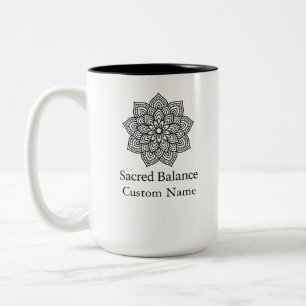 Caneca De Café Em Dois Tons Mandala Minimalista de Equilíbrio Sagrado