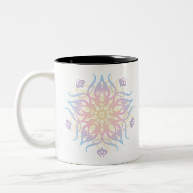 Caneca De Café Em Dois Tons Mandala Sprite Burst (Esquerda)
