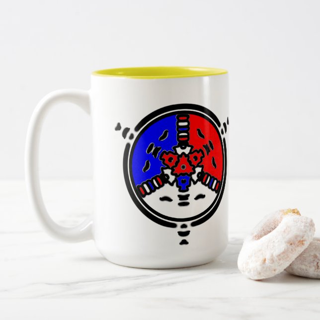 Caneca De Café Em Dois Tons Mandala Zen Poderoso (Com Donut)