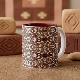 Caneca De Café Em Dois Tons Mandalas de Outono em Duas Cores